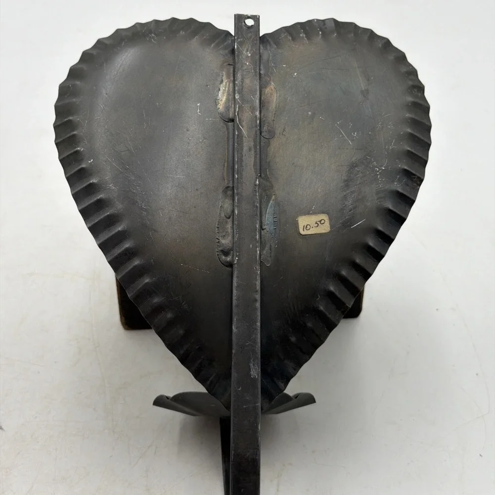 Vintage Tin Heart Crimped Wall Sconce Candle Holder Primitive Folk Decor